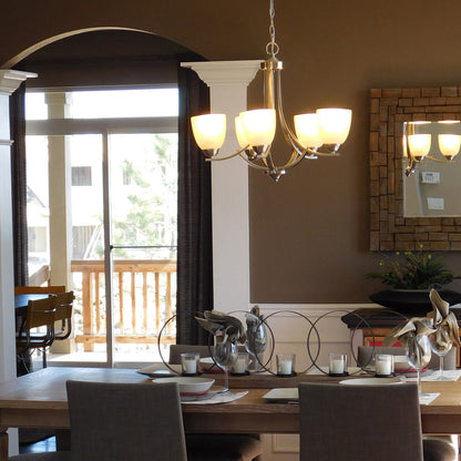 Stefan Chandelier in dining room.