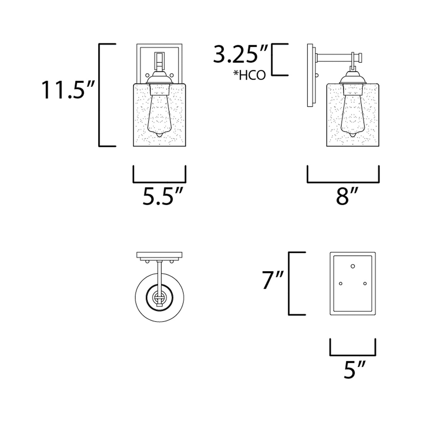 Stonehenge Bath Wall Light - line drawing.