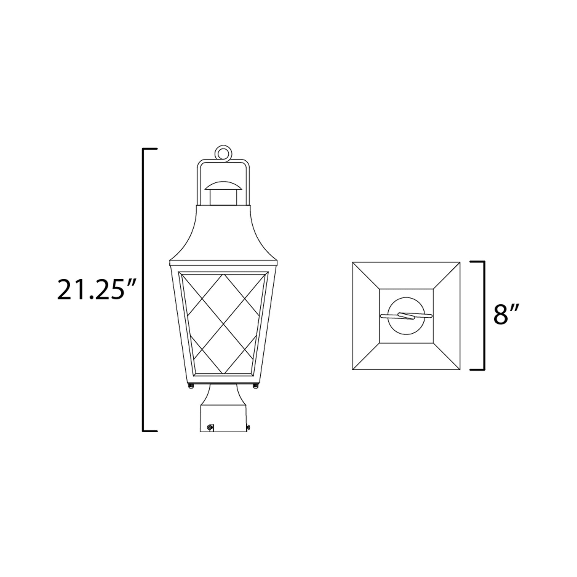 Storybook Outdoor Post Light - line drawing.
