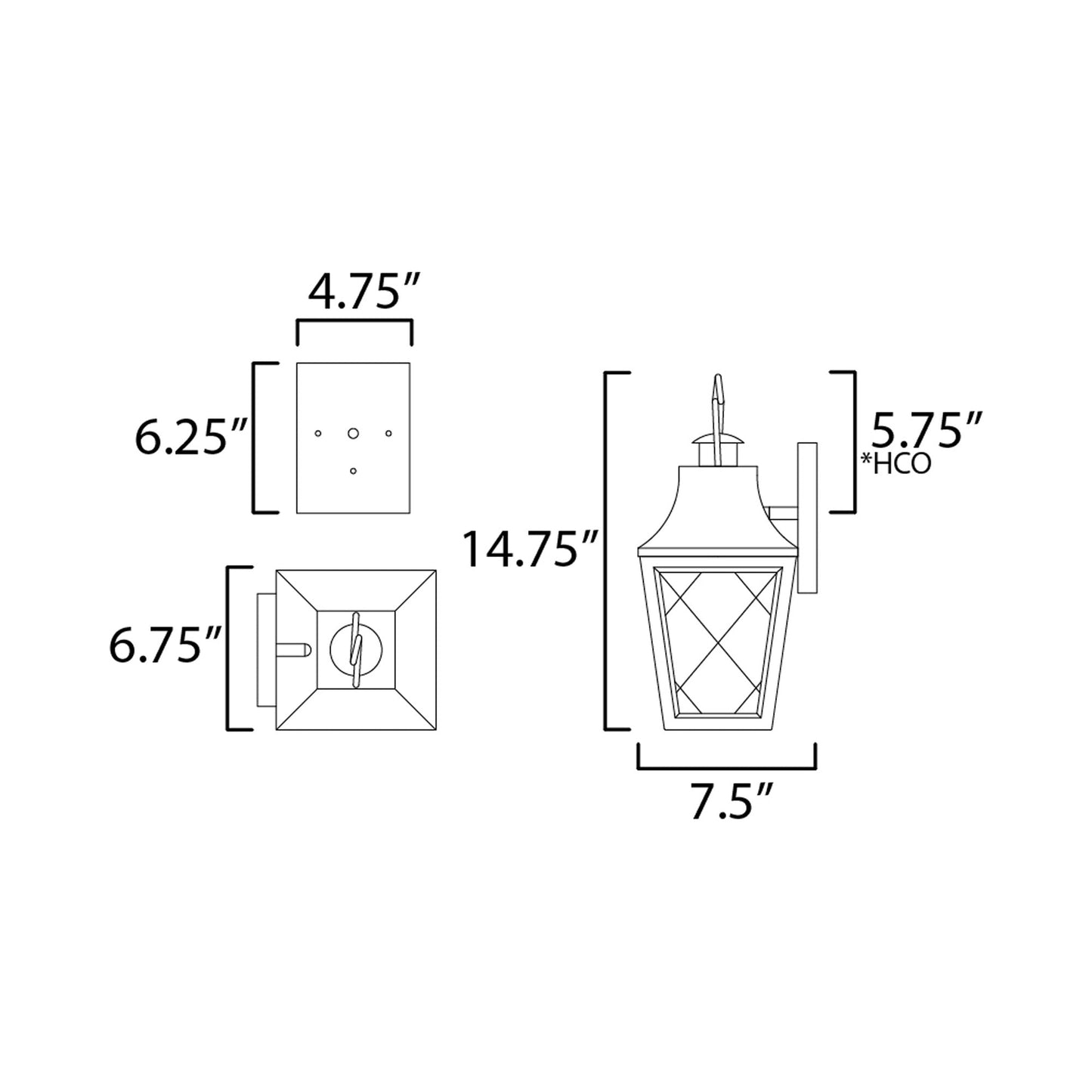 Storybook Outdoor Wall Light - line drawing.