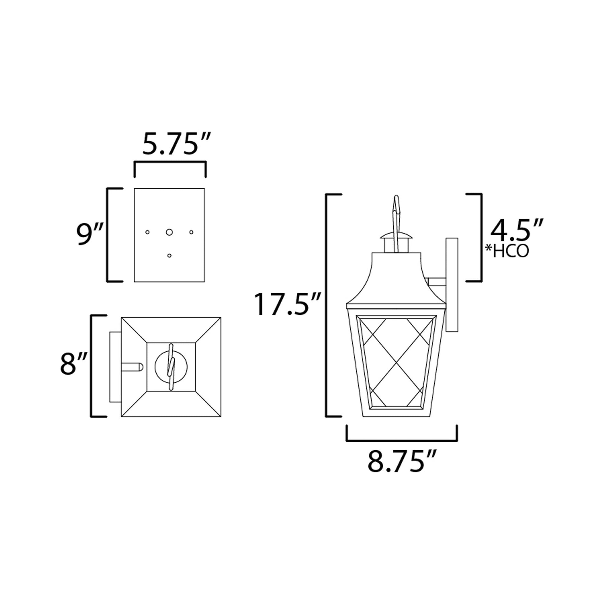 Storybook Outdoor Wall Light - line drawing.