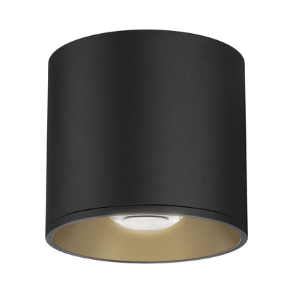 Stout Indoor/Outdoor LED Flush Mount Ceiling Light in Black (Round).