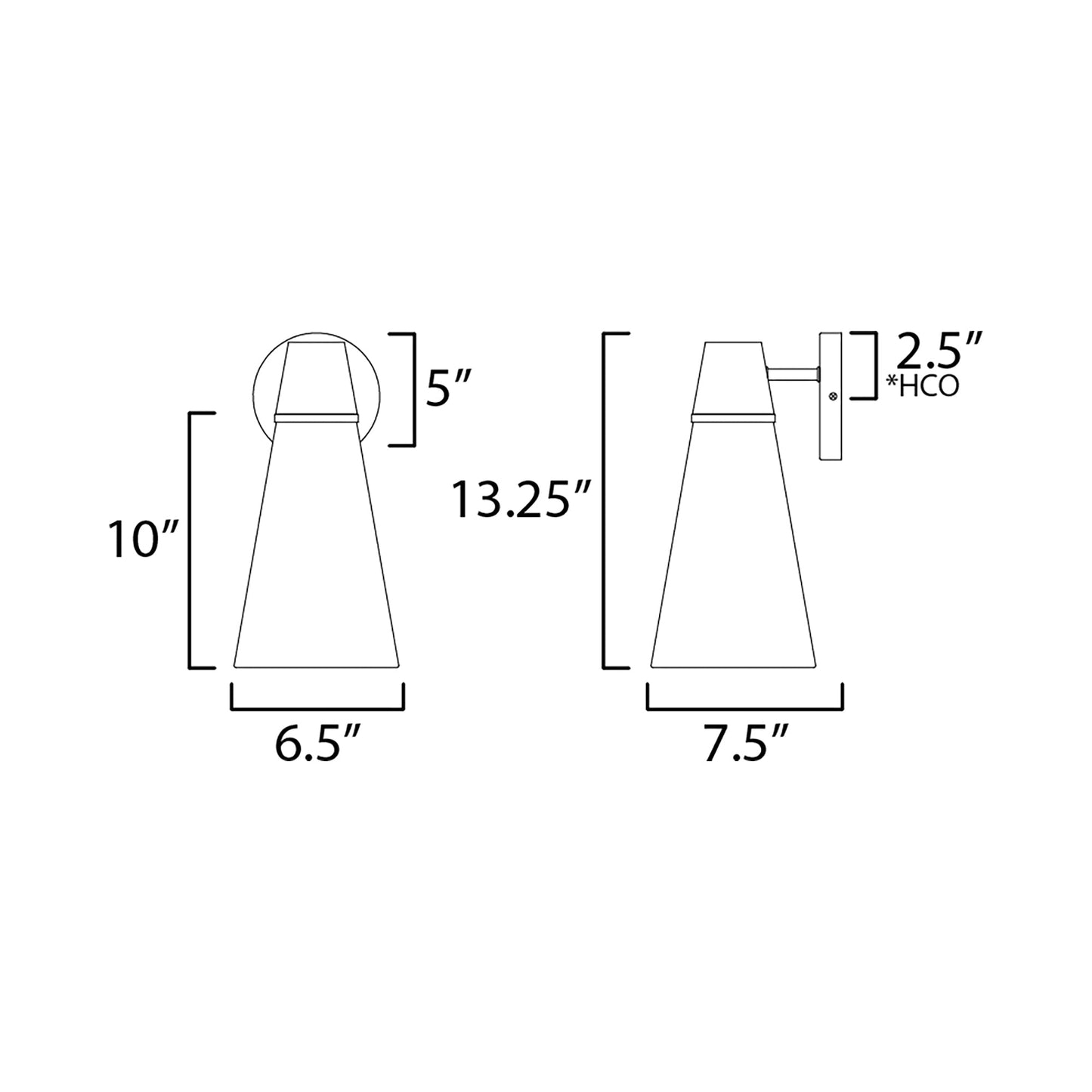 Sumatra Bath Wall Light - line drawing.