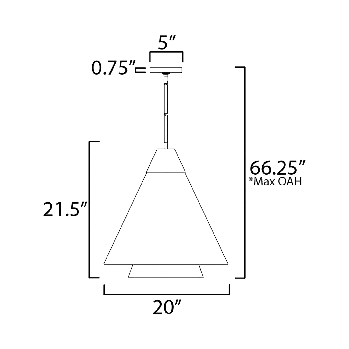 Sumatra Pendant Light - line drawing.