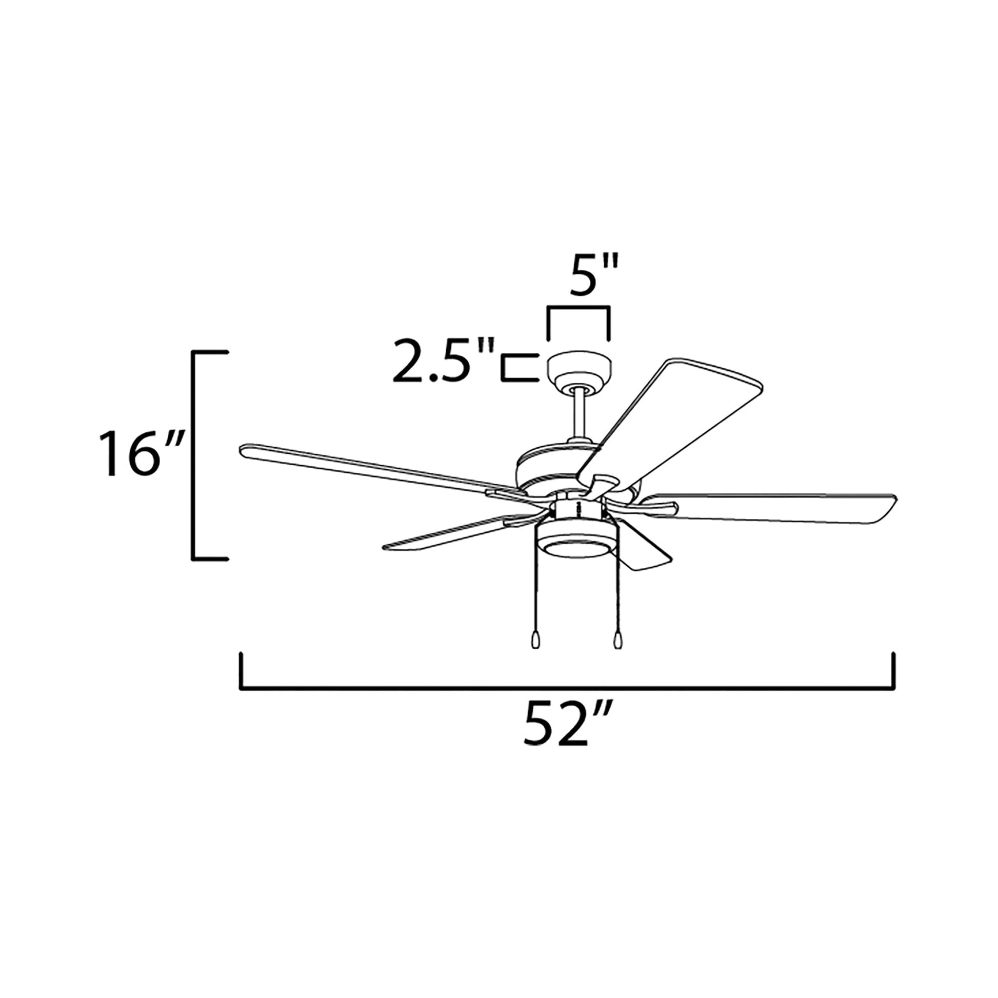 Super-Max LED Ceiling Fan - line drawing.