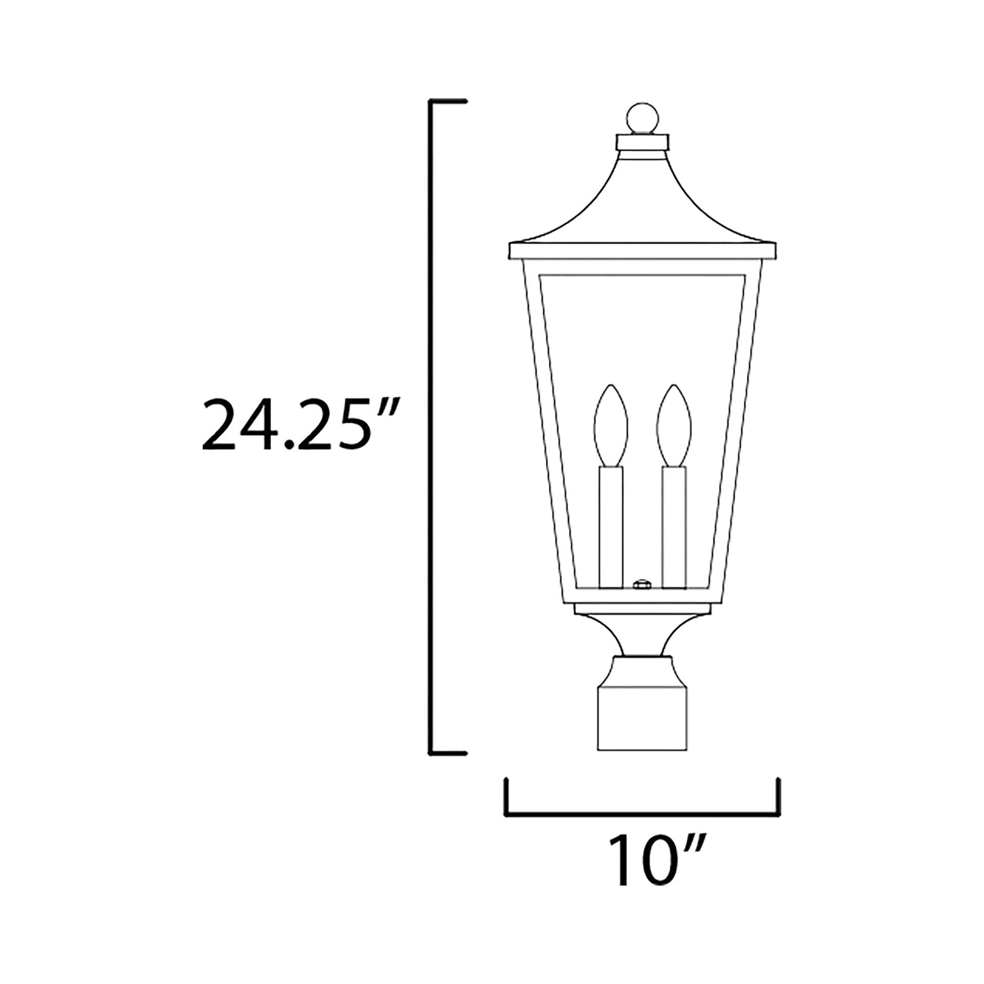 Sutton Place Outdoor Post Light - line drawing.