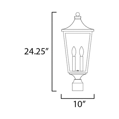 Sutton Place Outdoor Post Light - line drawing.