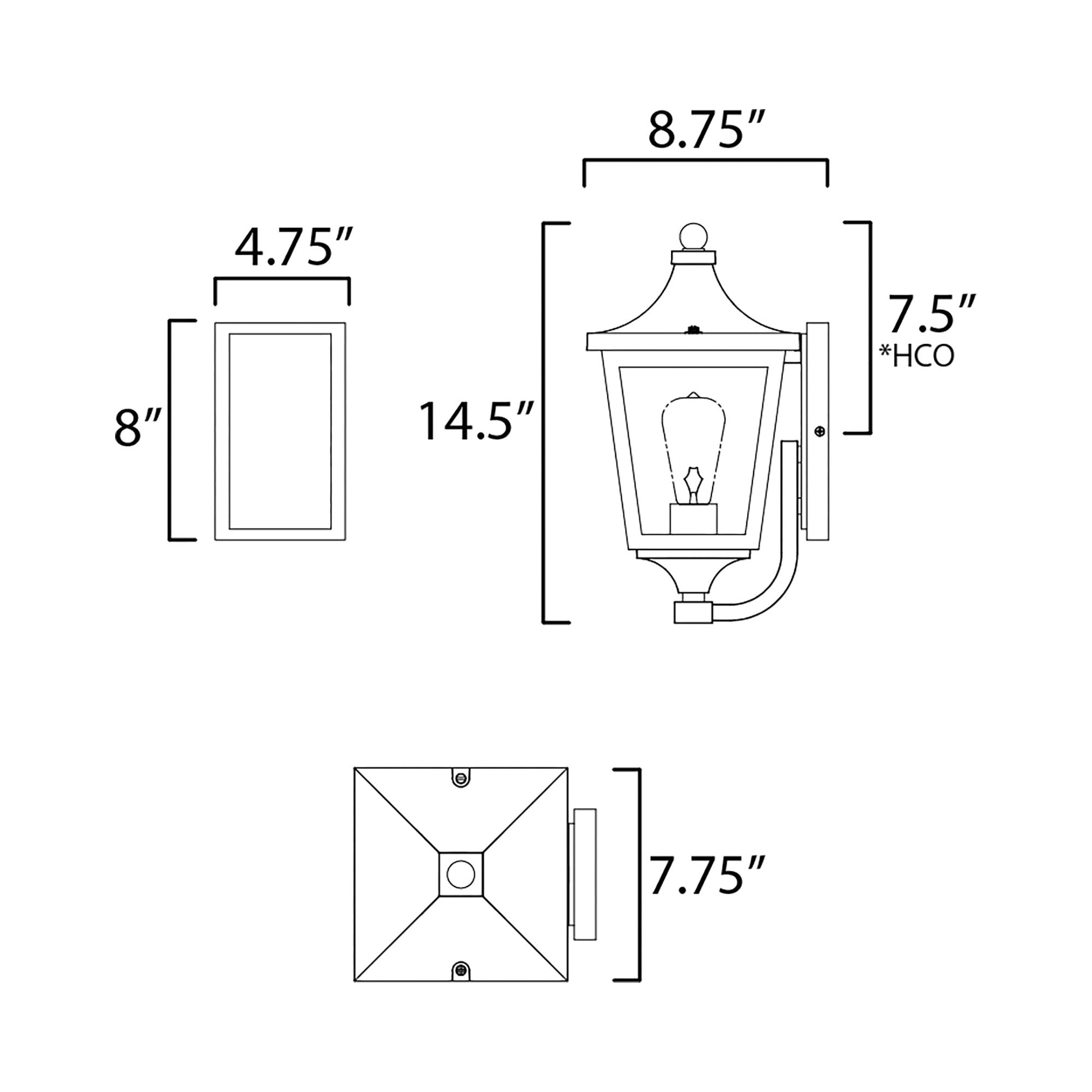 Sutton Place Outdoor Wall Light - line drawing.