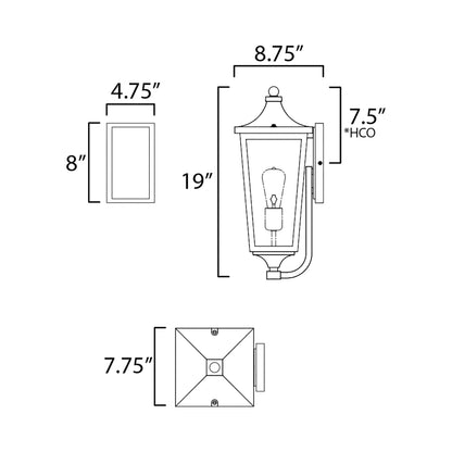 Sutton Place Outdoor Wall Light - line drawing.