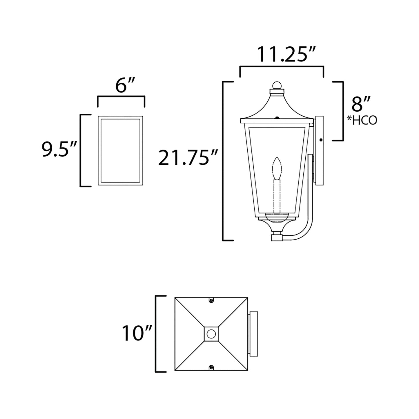 Sutton Place Outdoor Wall Light - line drawing.