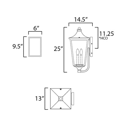 Sutton Place Outdoor Wall Light - line drawing.