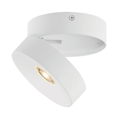 Swinger Outdoor Adjustable LED Flush Mount Ceiling Light in White.