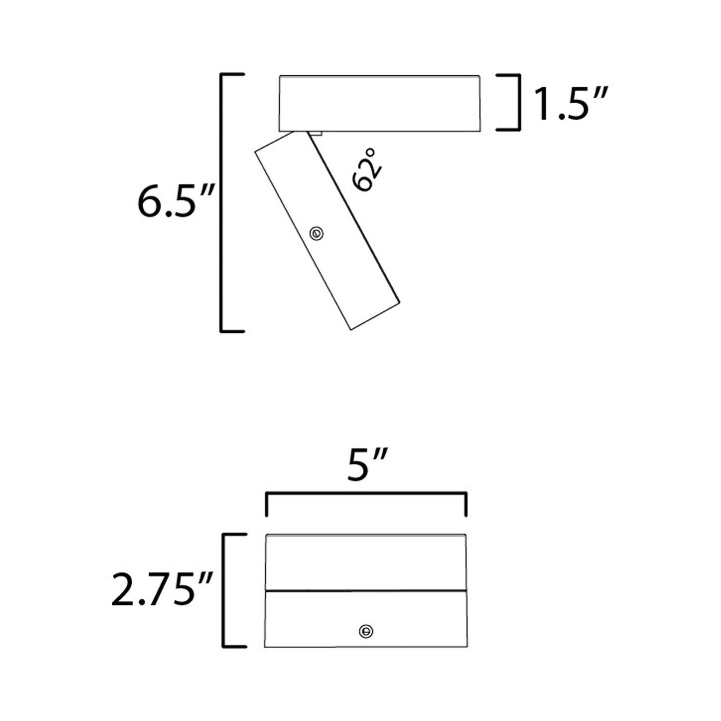 Swinger Outdoor Adjustable LED Flush Mount Ceiling Light - line drawing.