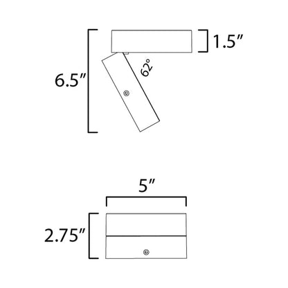 Swinger Outdoor Adjustable LED Flush Mount Ceiling Light - line drawing.