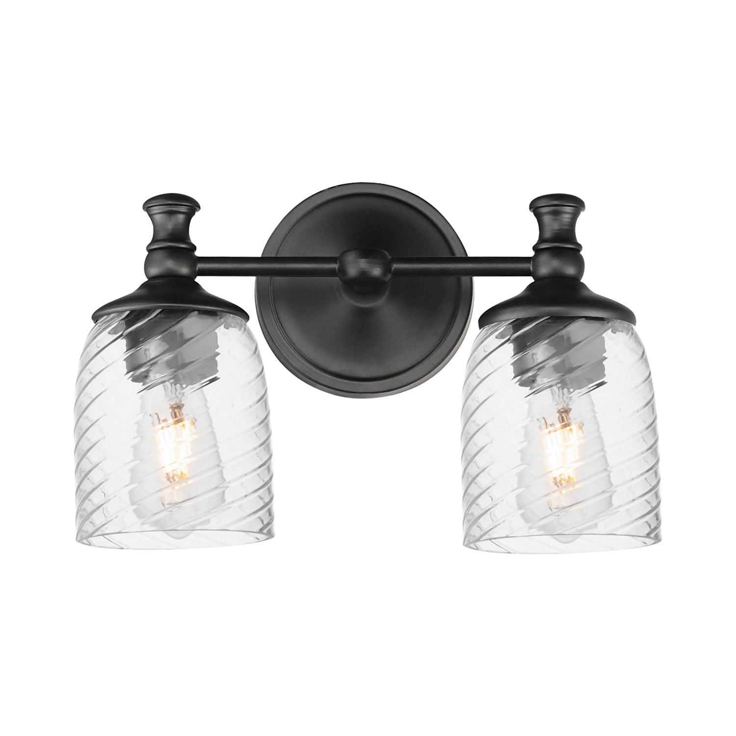 Swirl Bath Vanity Light in Black (2-Light).