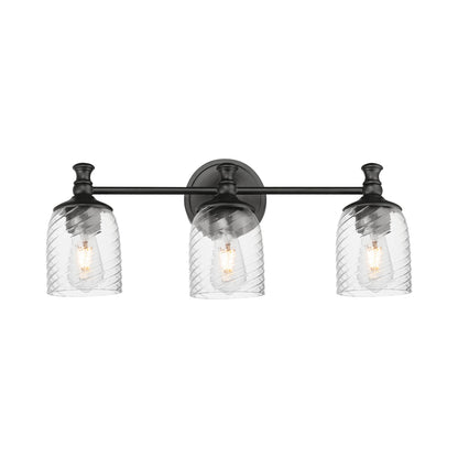 Swirl Bath Vanity Light in Black (3-Light).
