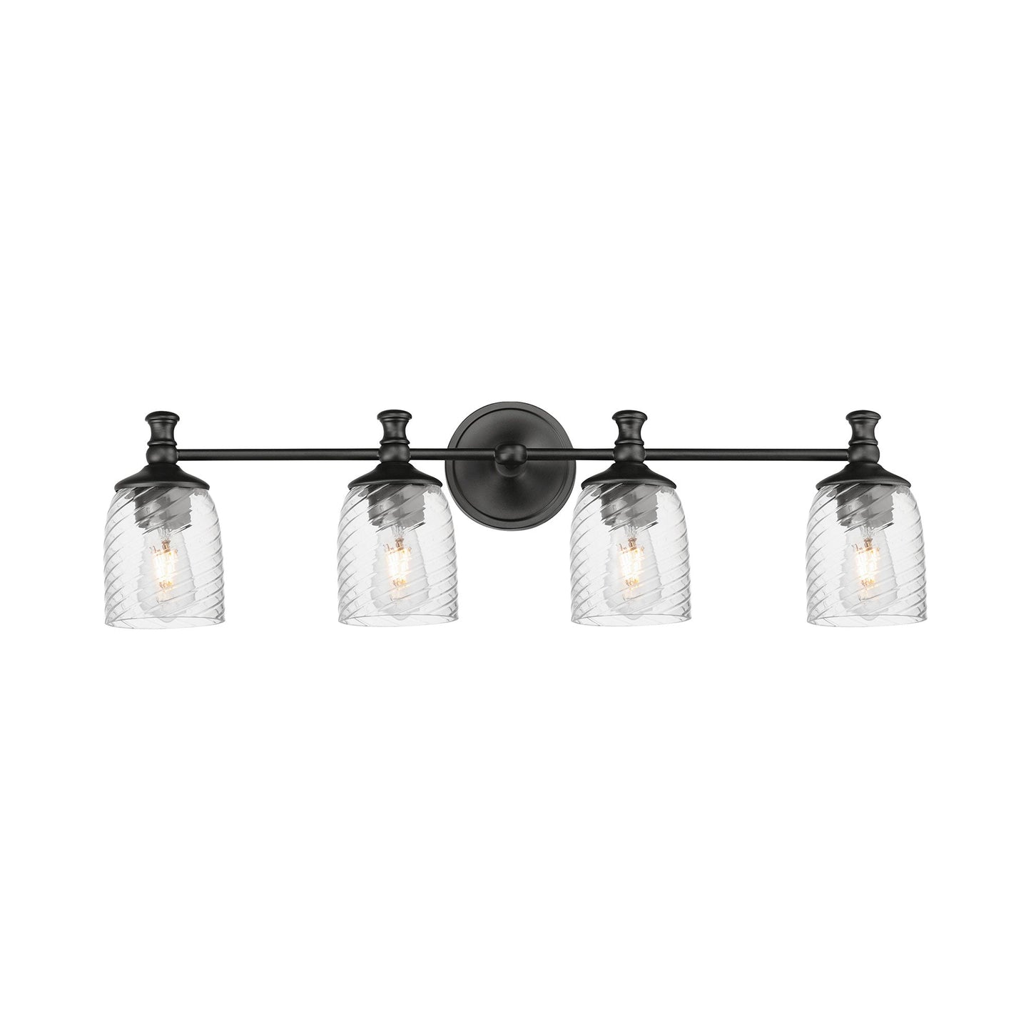Swirl Bath Vanity Light in Black (4-Light).