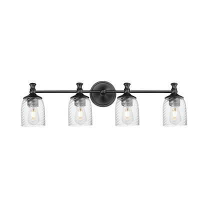 Swirl Bath Vanity Light in Black (4-Light).