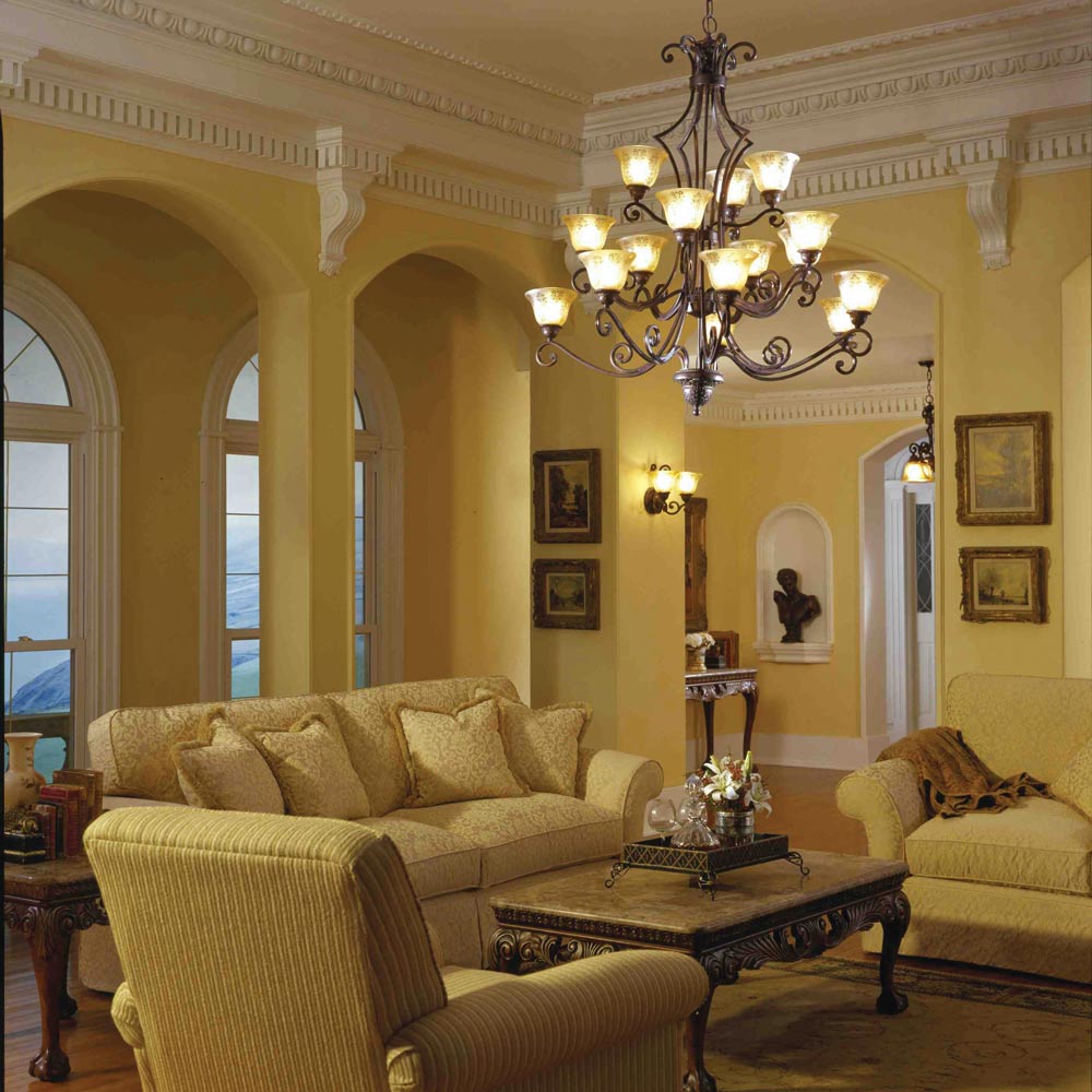 Symphony Chandelier in living room.