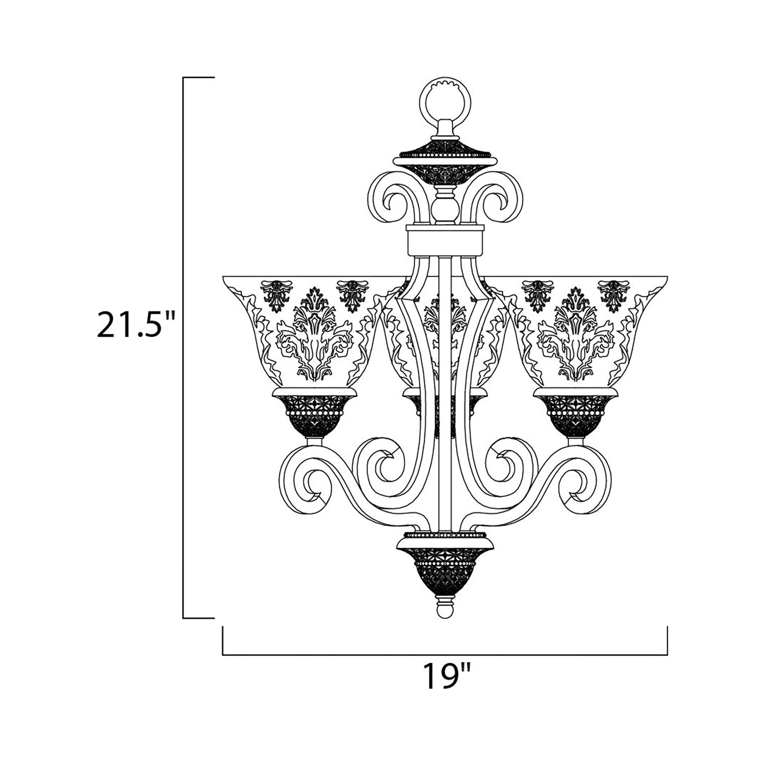 Symphony Chandelier - line drawing.
