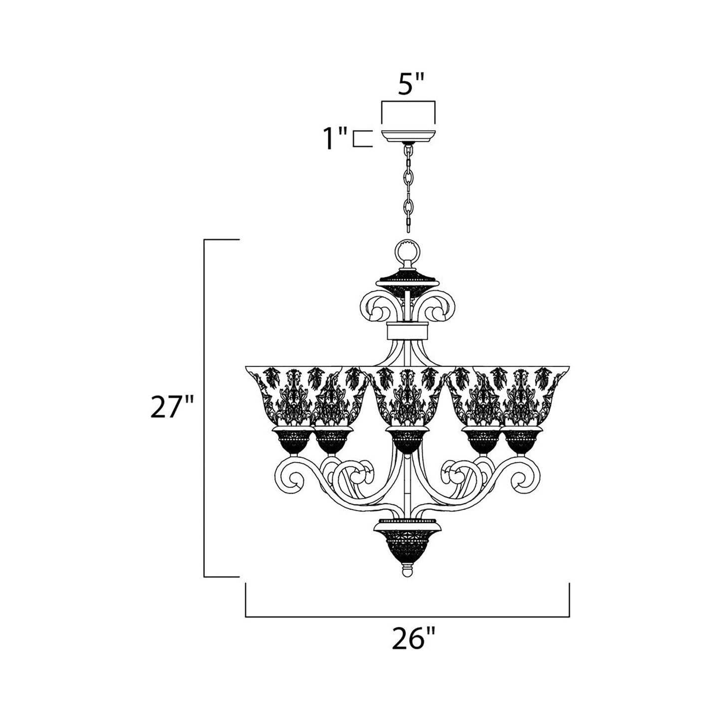 Symphony Chandelier - line drawing.