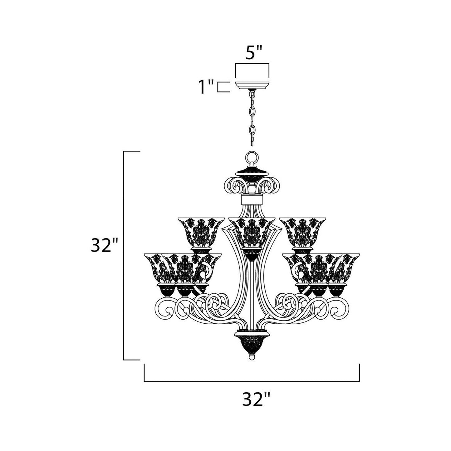 Symphony Chandelier - line drawing.