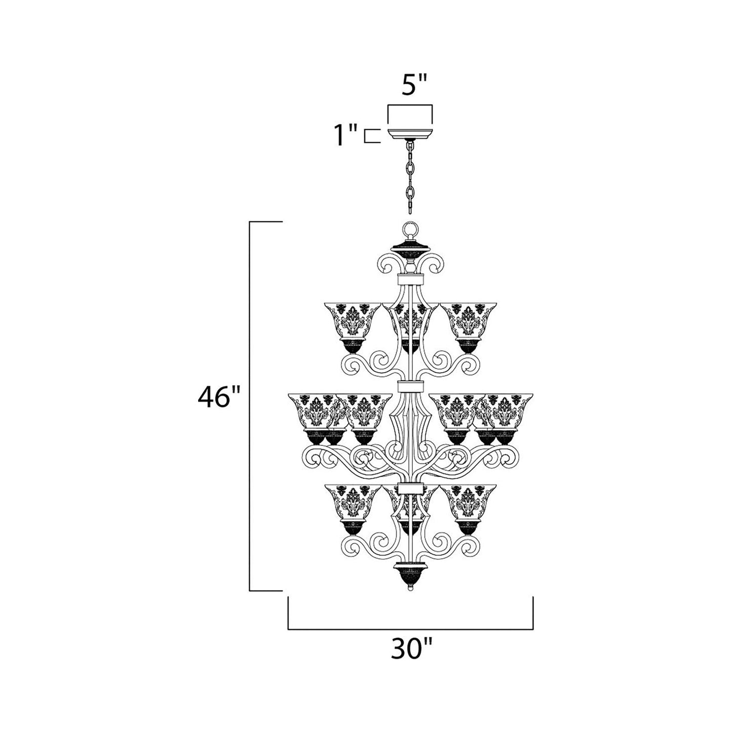 Symphony Chandelier - line drawing.