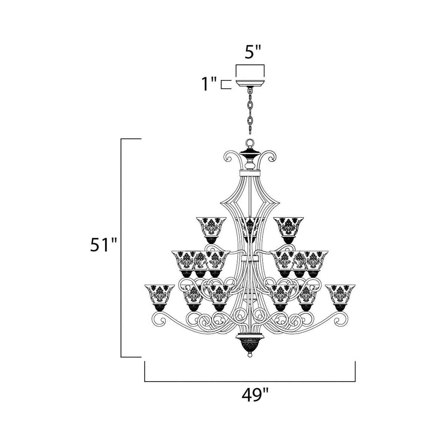 Symphony Chandelier - line drawing.