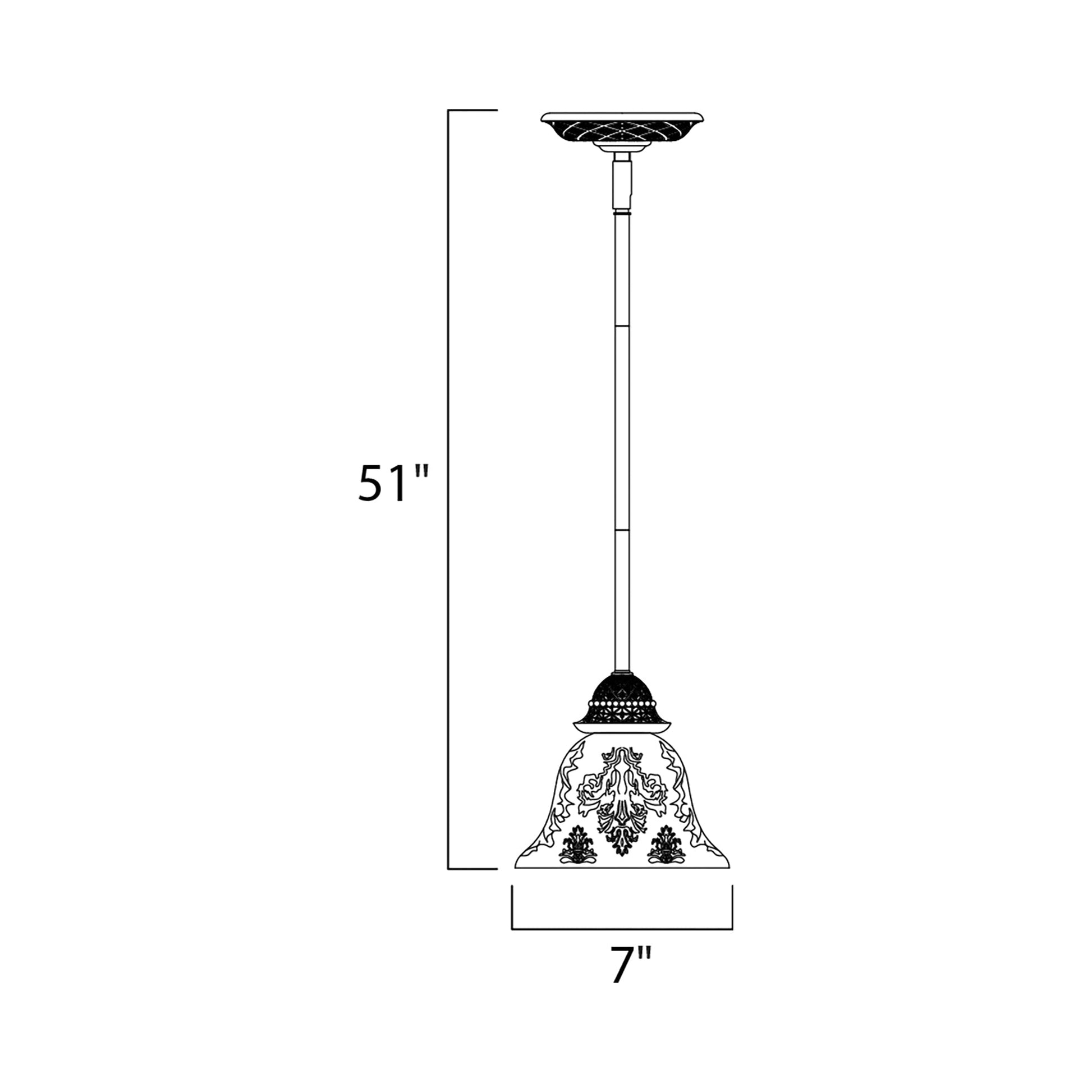 Symphony Mini Pendant Light - line drawing.