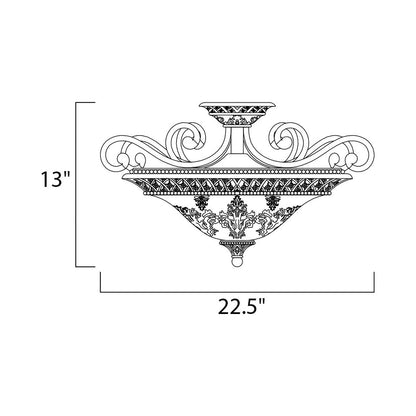 Symphony Semi Flush Mount Ceiling Light - line drawing.