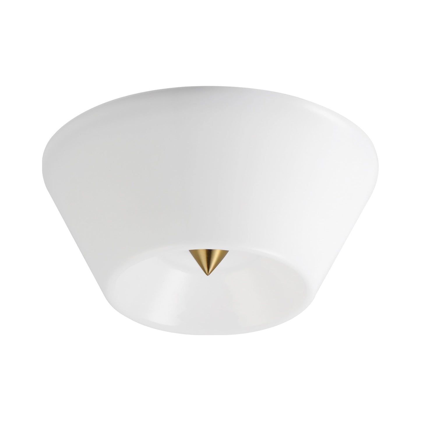 Tack LED Flush Mount Ceiling Light in Natural Aged Brass/White.