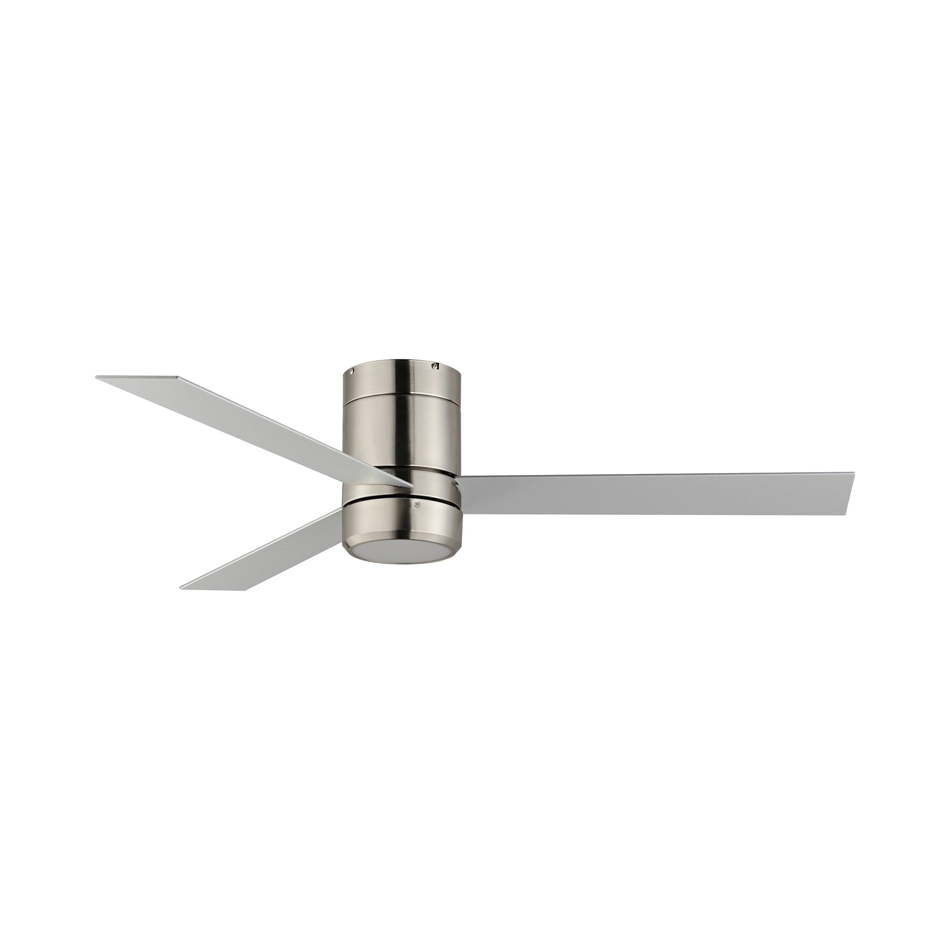 Tanker LED Hugger Ceiling Fan in Satin Nickel.