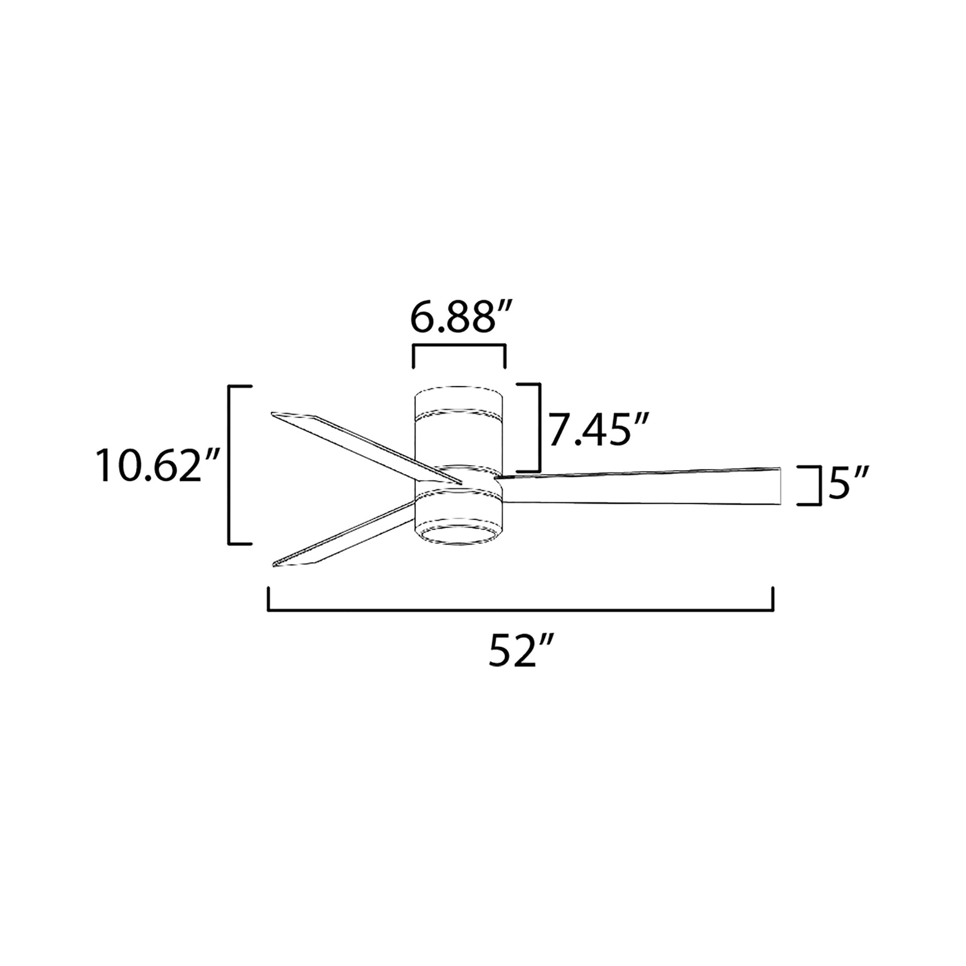 Tanker LED Hugger Ceiling Fan - line drawing.