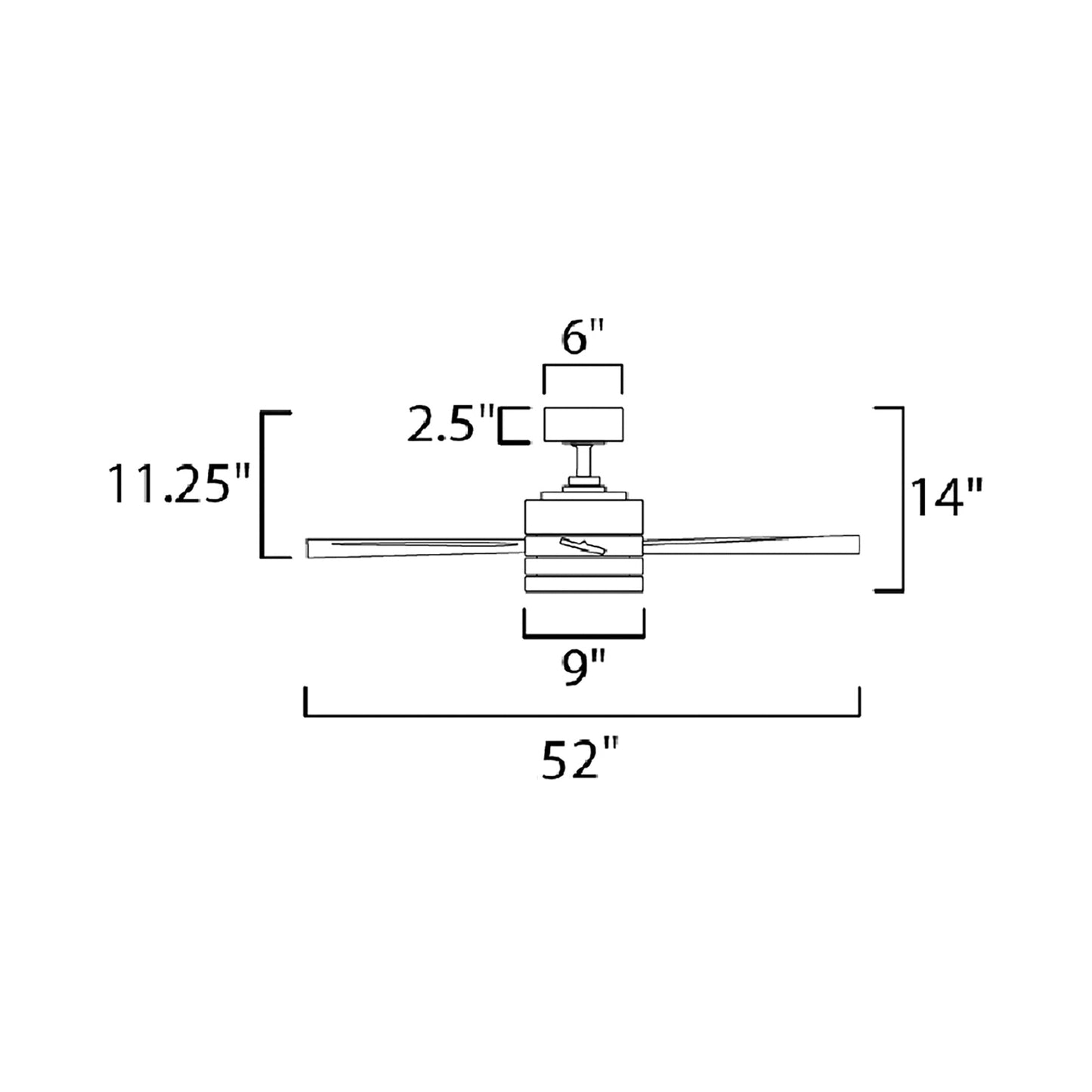 Tanker Outdoor Ceiling Fan - line drawing.