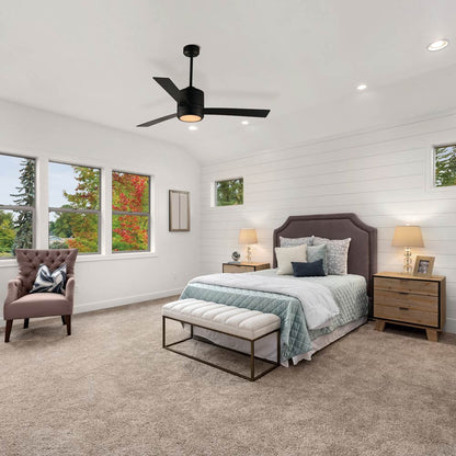 Tanker Outdoor LED Ceiling Fan in bedroom.