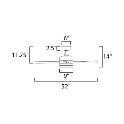Tanker Outdoor LED Ceiling Fan - line drawing.