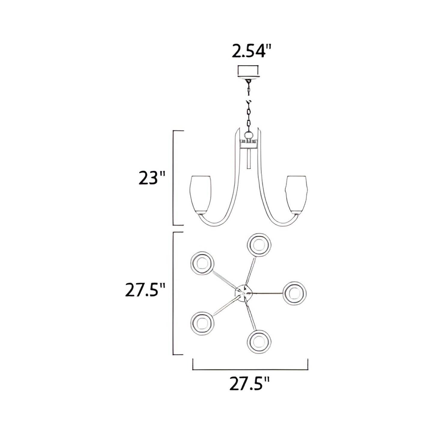 Taylor Chandelier - line drawing.