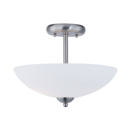 Taylor Semi Flush Mount Ceiling Light in Satin Nickel.