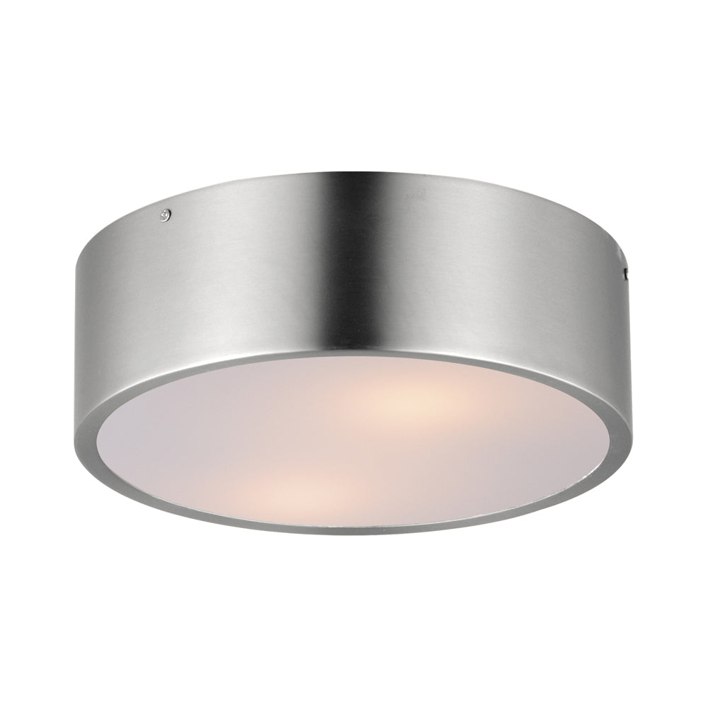 Tommy Flush Mount Ceiling Light in Satin Nickel (12-Inch).