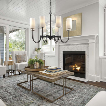 Town And Country Chandelier in living room.
