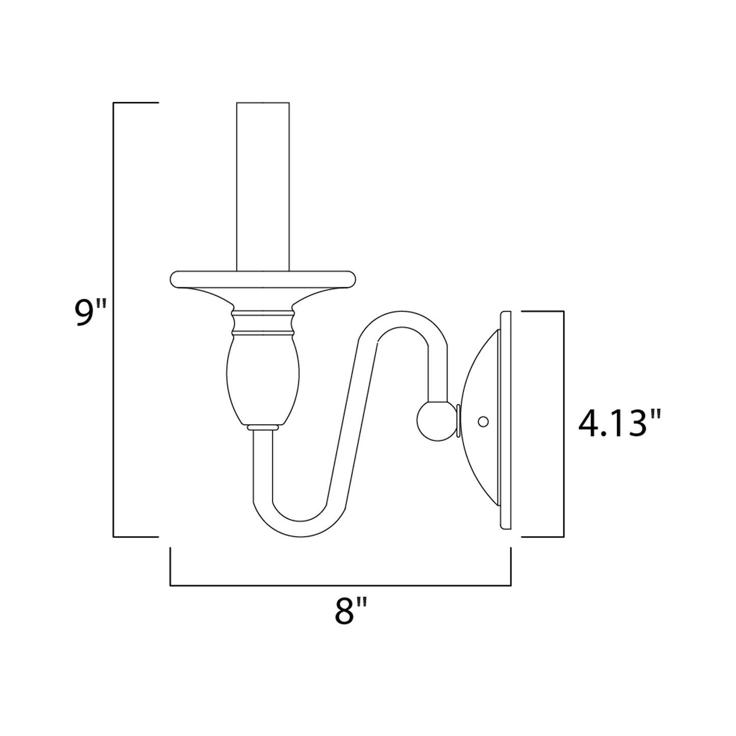 Towne Wall Light - line drawing.