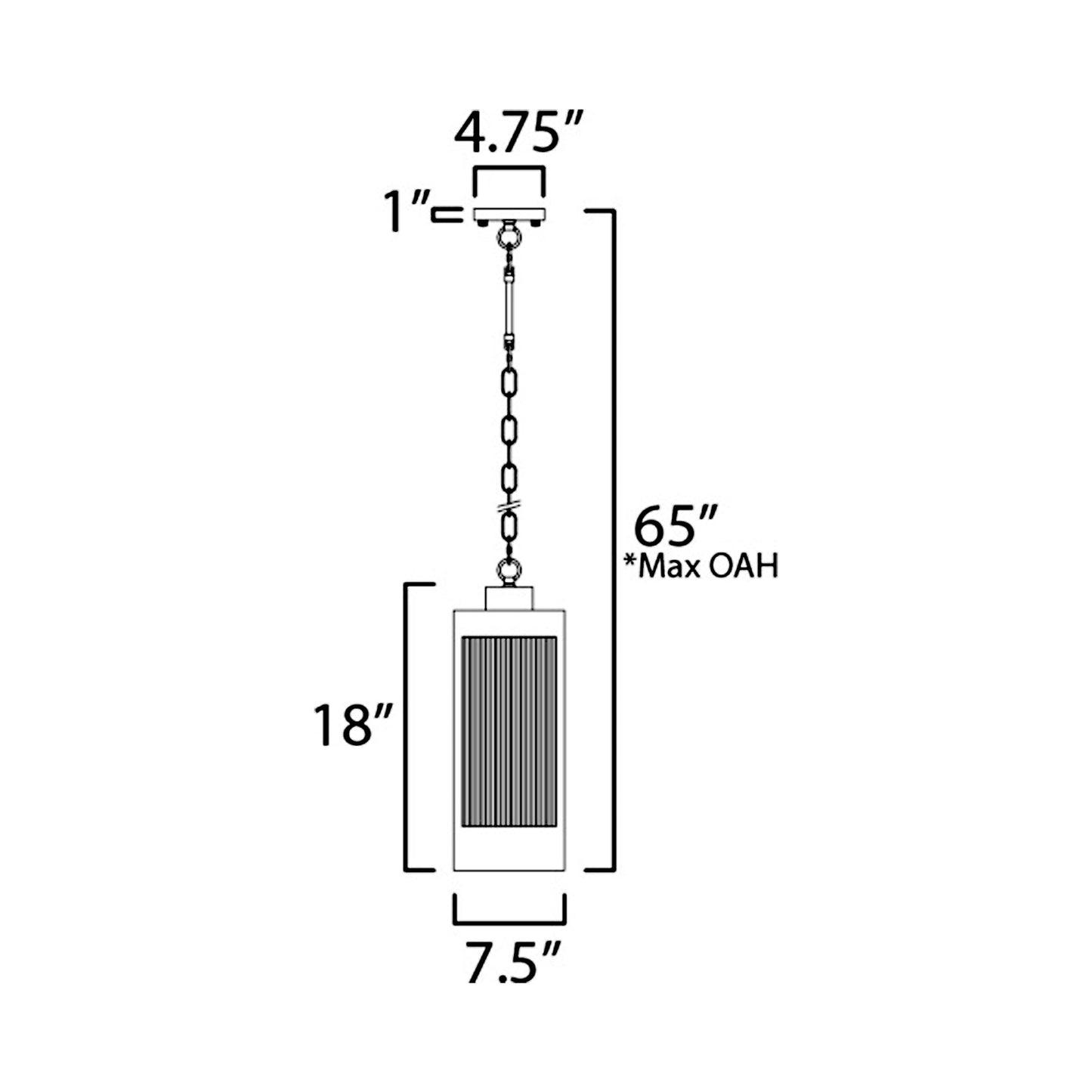 Triform Outdoor Pendant Light - line drawing.