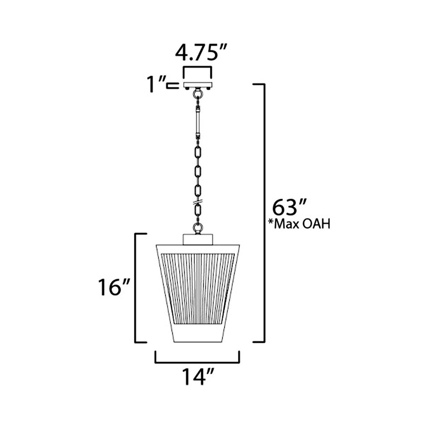 Triform Outdoor Pendant Light - line drawing.