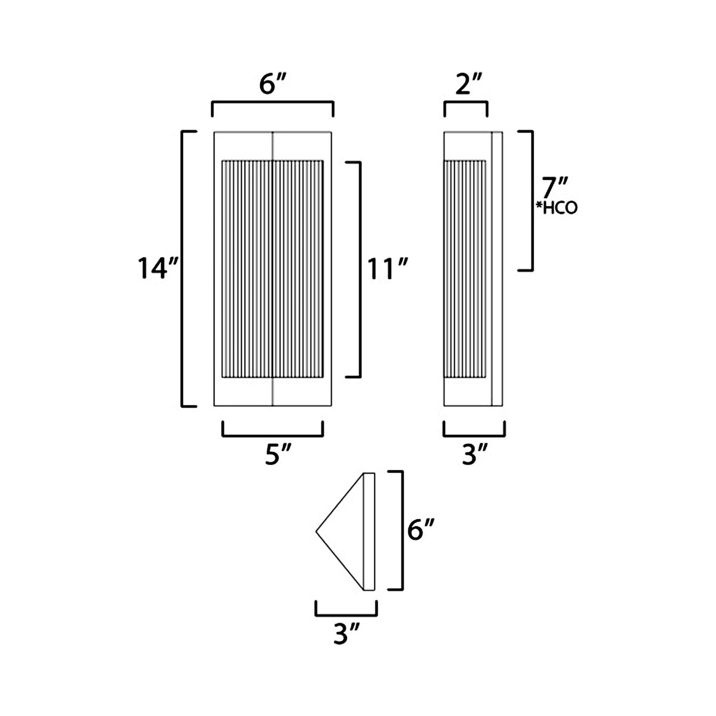 Triform Outdoor Wall Light - line drawing.
