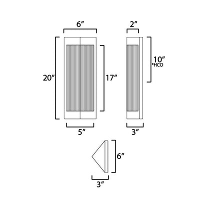 Triform Outdoor Wall Light - line drawing.