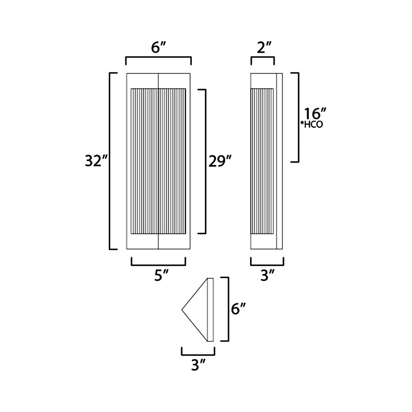 Triform Outdoor Wall Light - line drawing.
