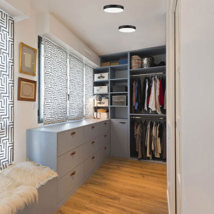 Trim Round LED Flush Mount Ceiling Light in bedroom.