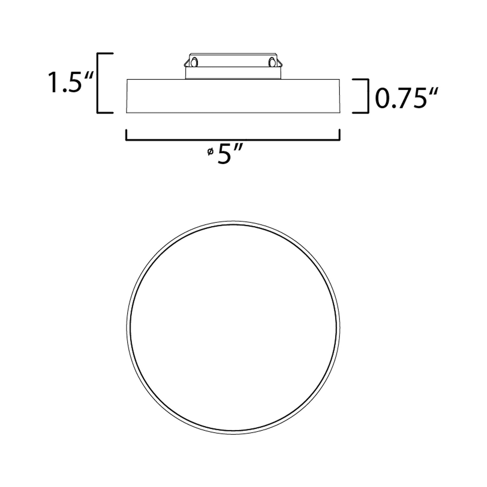 Trim Round LED Flush Mount Ceiling Light - line drawing.