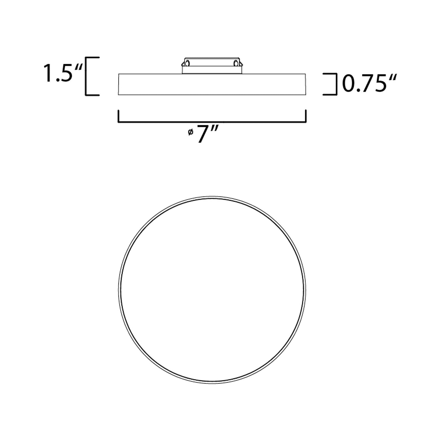 Trim Round LED Flush Mount Ceiling Light - line drawing.