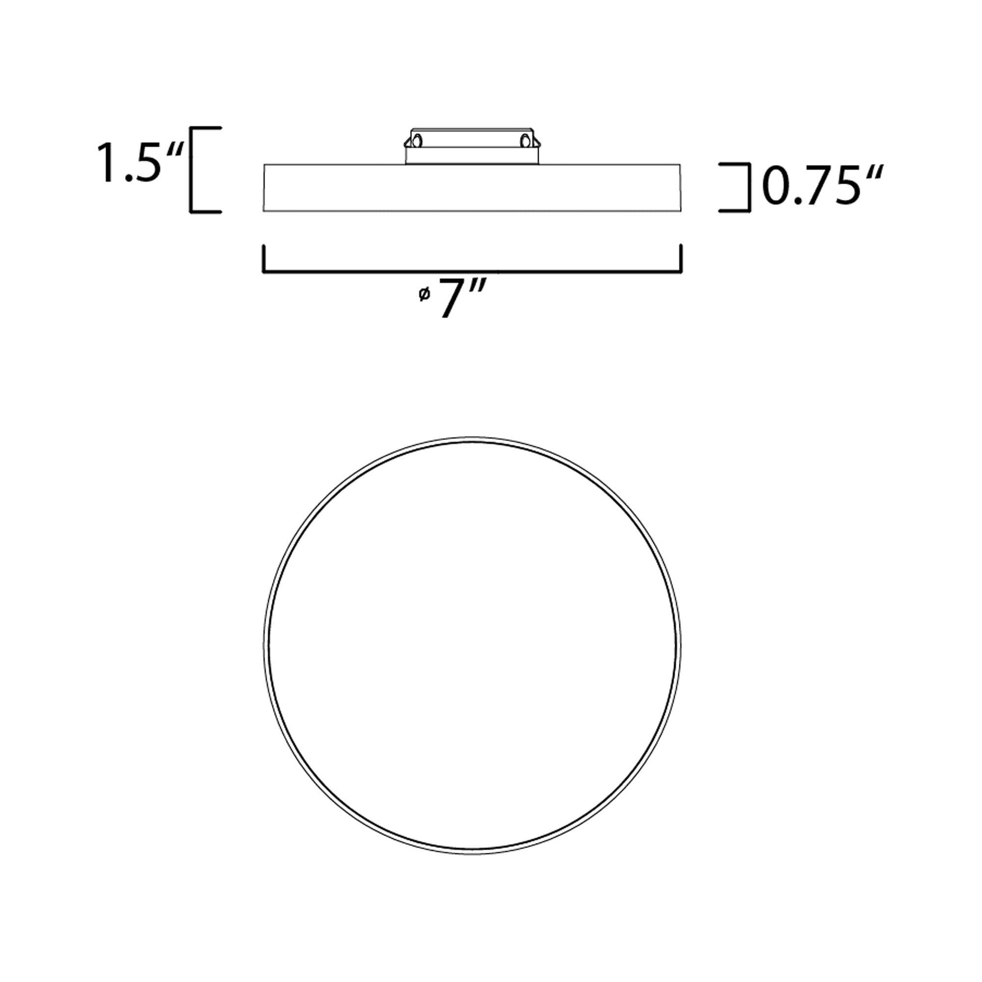 Trim Round LED Flush Mount Ceiling Light - line drawing.